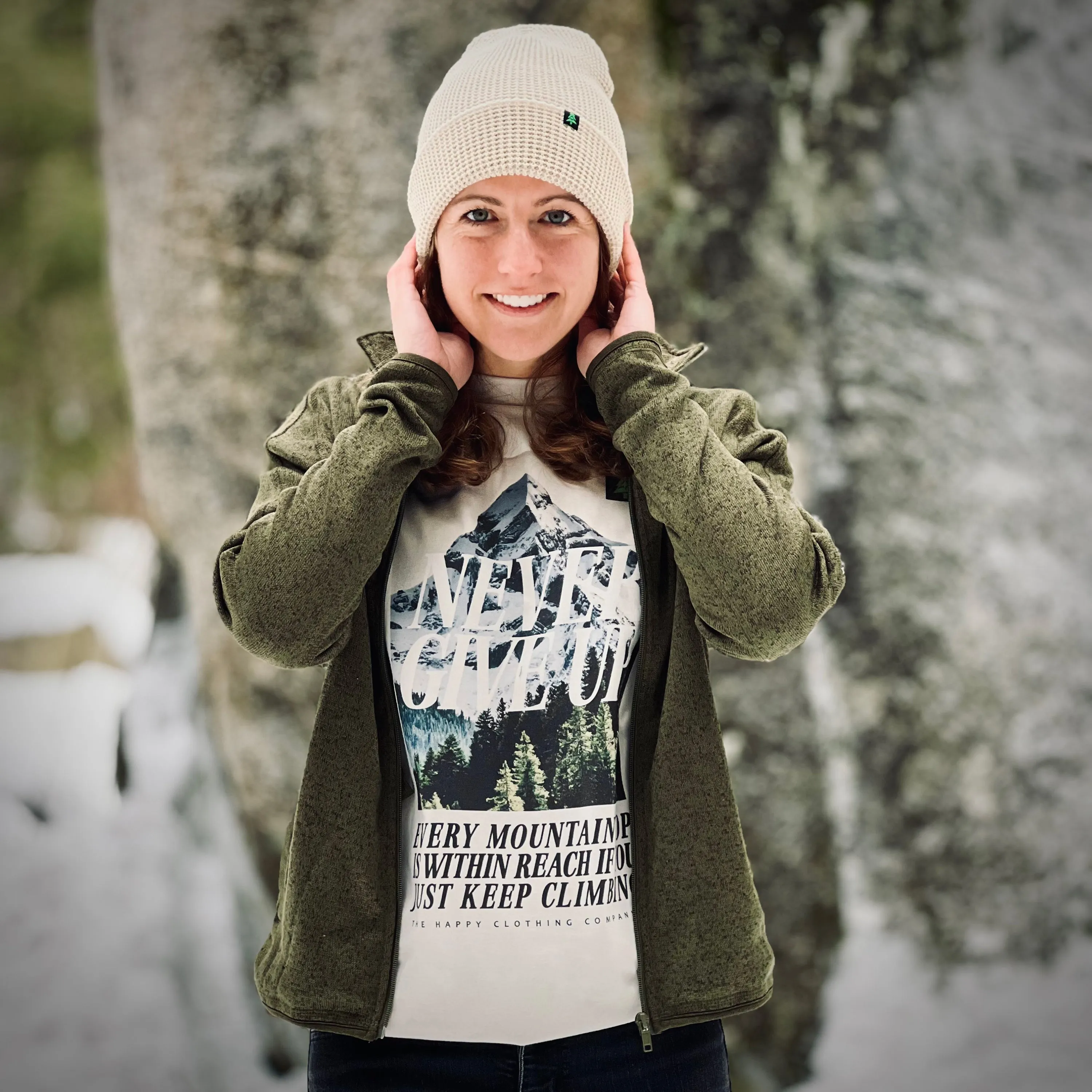 Women's Alpine Knit Full Zip Jacket w / Happiness Is Out There Label