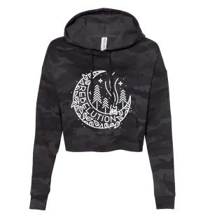 Womens Campfire Crop Hoodie (Black Camo)