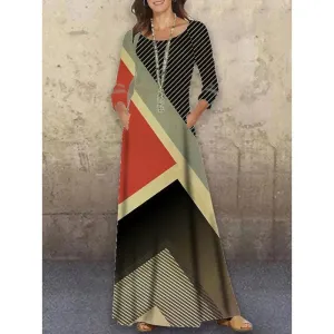 Women's Spring Autumn Maxi Dress Ruffles Plus Sizes Sexy Long Sleeve Bohemian Elegant Party Dresses