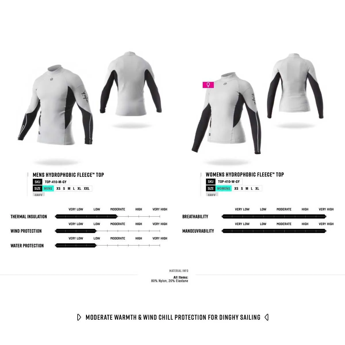 Womens Zhik HydroPhobic Fleece Top