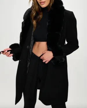 Wool Faux Fur Trench Coat