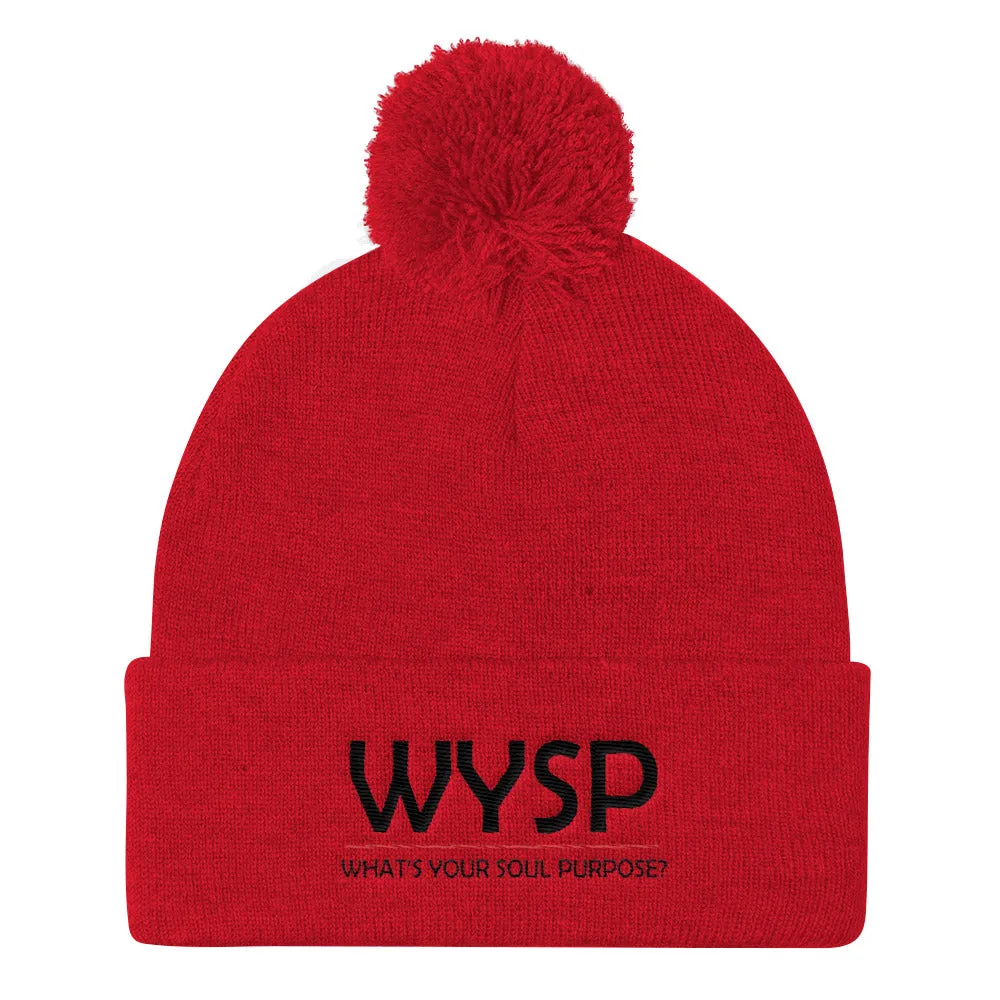 WYSP - What's Your Soul Purpose? - Bold - Black - Pom Pom Knit Cap
