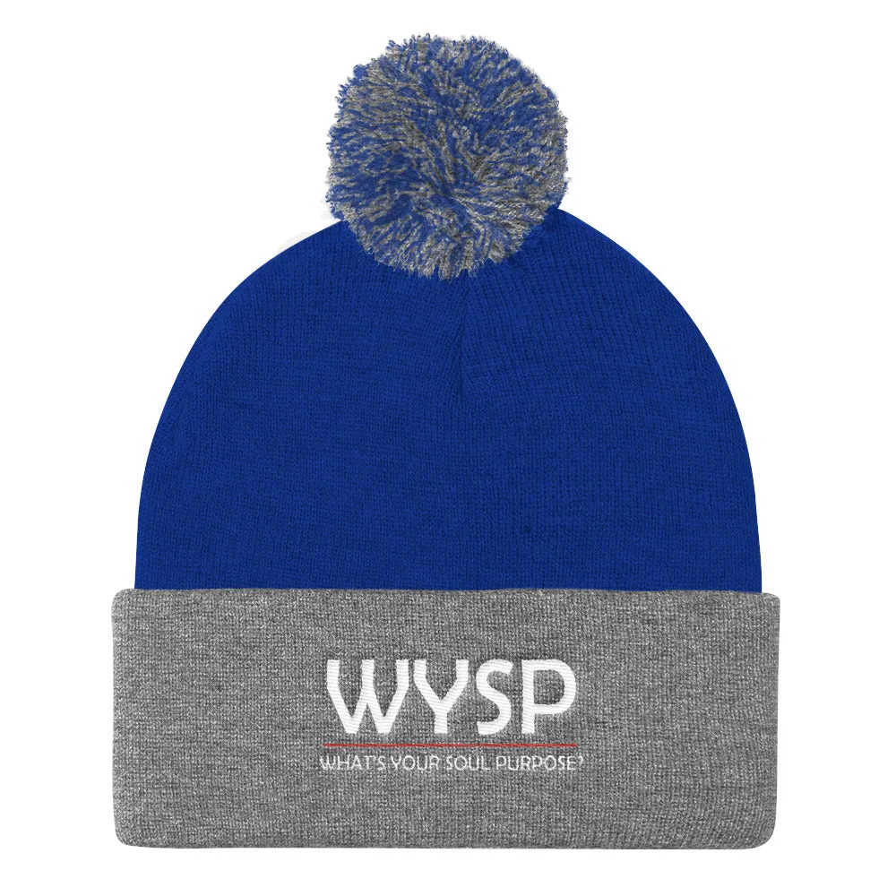 WYSP - What's Your Soul Purpose? - Bold - White - Pom Pom Knit Cap