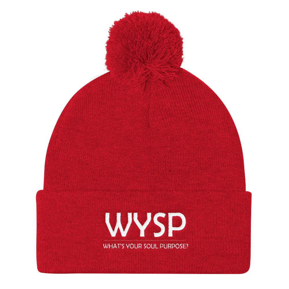 WYSP - What's Your Soul Purpose? - Bold - White - Pom Pom Knit Cap
