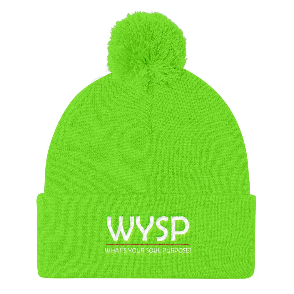 WYSP - What's Your Soul Purpose? - Bold - White - Pom Pom Knit Cap