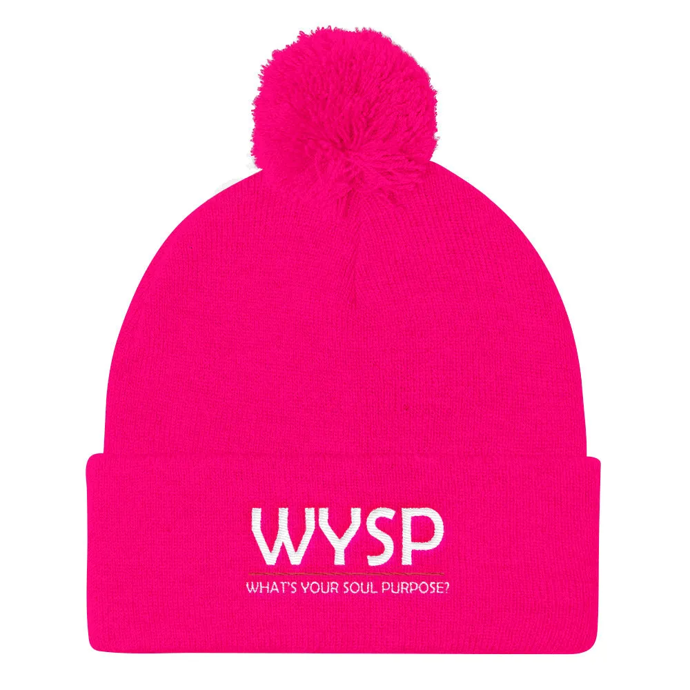 WYSP - What's Your Soul Purpose? - Bold - White - Pom Pom Knit Cap