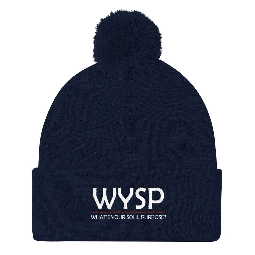 WYSP - What's Your Soul Purpose? - Bold - White - Pom Pom Knit Cap