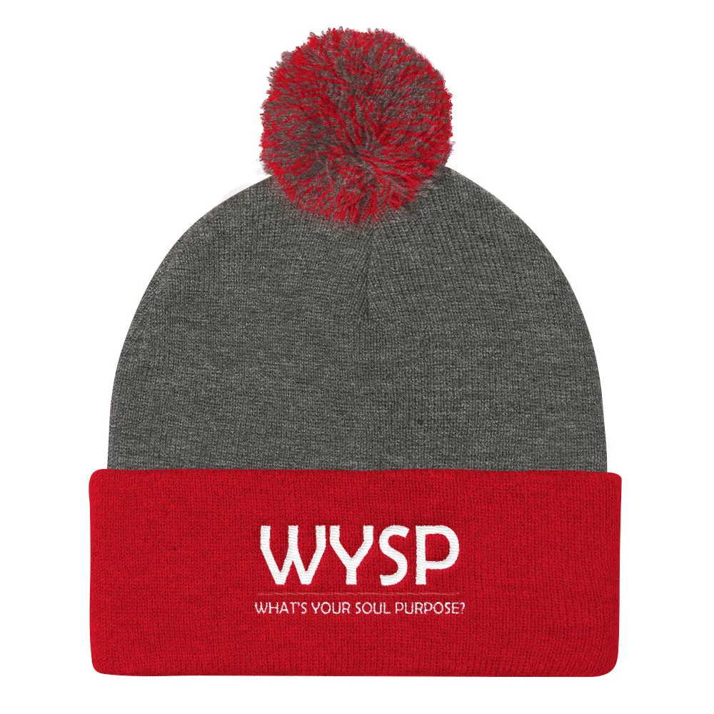 WYSP - What's Your Soul Purpose? - Bold - White - Pom Pom Knit Cap