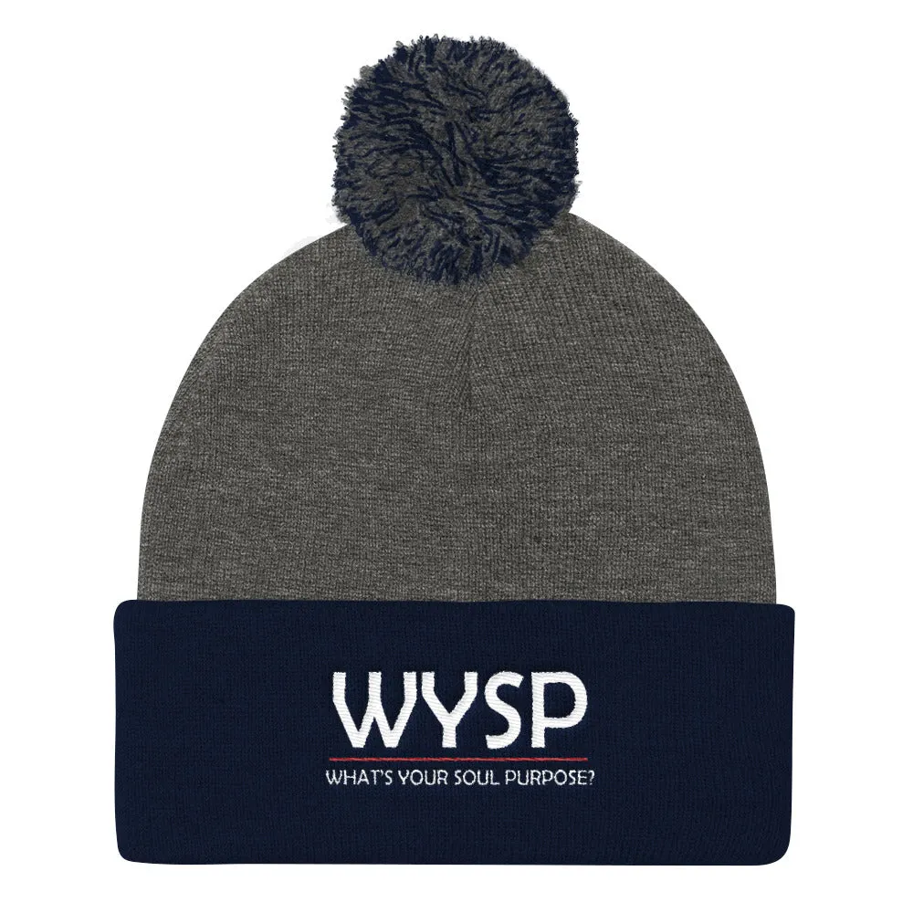 WYSP - What's Your Soul Purpose? - Bold - White - Pom Pom Knit Cap