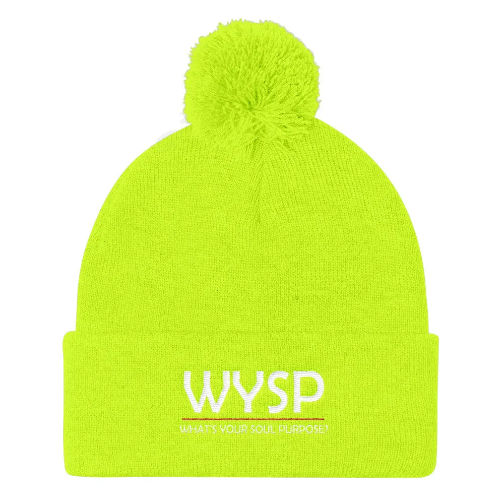 WYSP - What's Your Soul Purpose? - Bold - White - Pom Pom Knit Cap