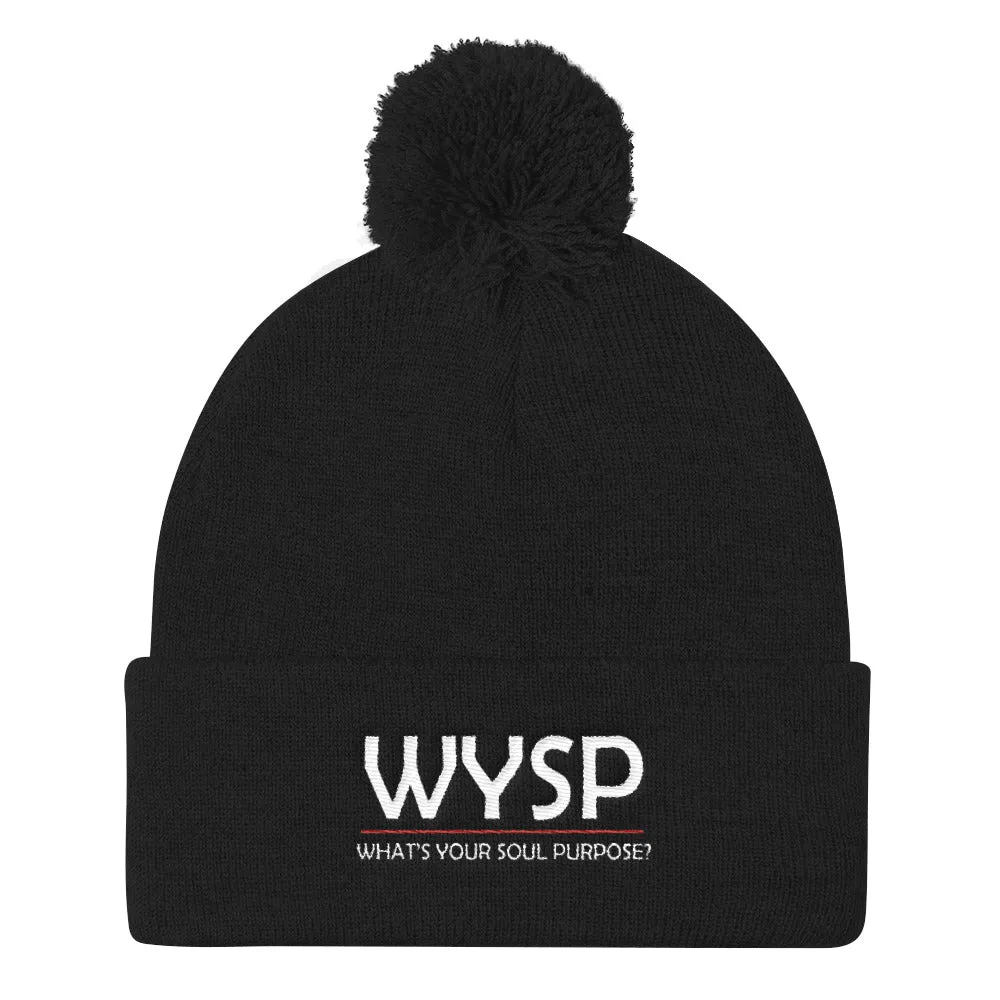 WYSP - What's Your Soul Purpose? - Bold - White - Pom Pom Knit Cap