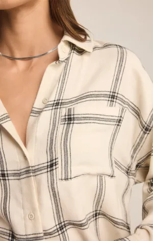 Z Supply River Plaid Button Up Sea Salt