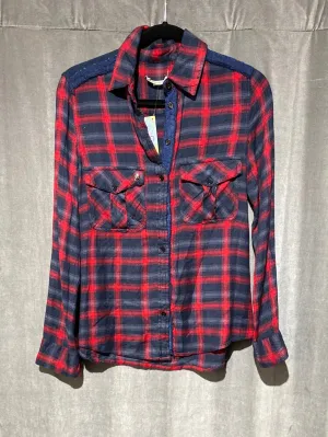 Zadig and Voltaire Blue and Red Plaid Flannel Button Down