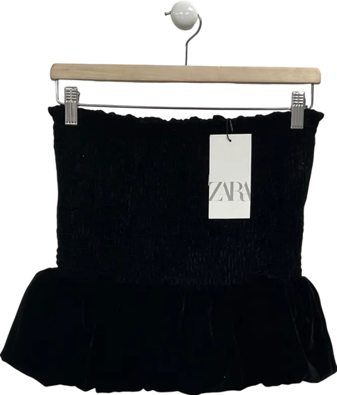 ZARA Black Velvet Bubble Skirt UK XS