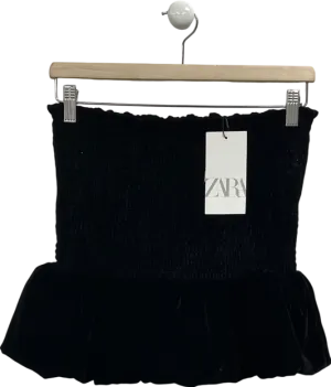 ZARA Black Velvet Bubble Skirt UK XS