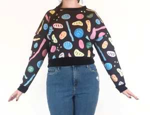 Zonkt colourful print cropped jumper size L-XL (fits 12-14)